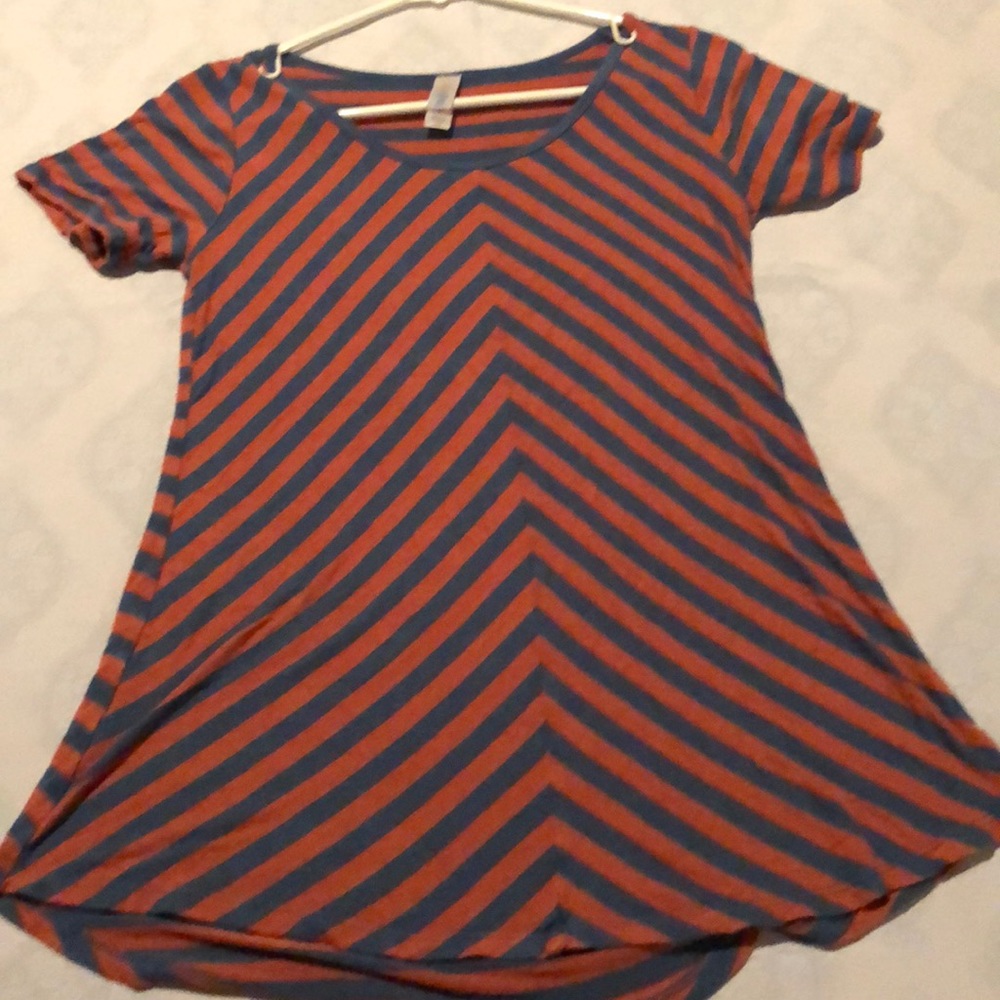 Lularoe orange with navy striped T-shirt - Picture 2 of 3